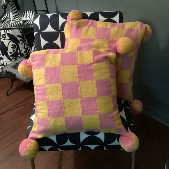 McKenzie child pillows, rear, black, print, yellow, and pink retired - Picture 3 of 11